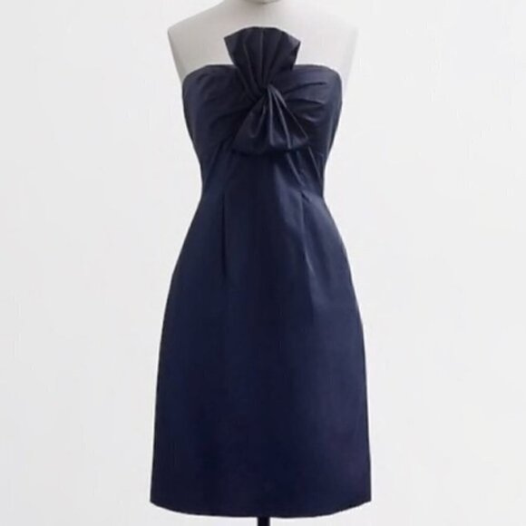 J. Crew Mini Dress 2 Bow Monde Silk Taffeta Strapless Black Cocktail Party Event - Picture 6 of 11